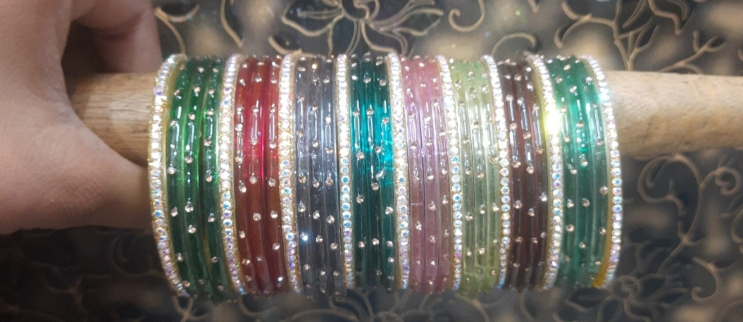 Premium all colours Glass Bangles Set for Women & Girls | Elegant Shimmering Bridal & Party Wear Chudi Set  - Detail View