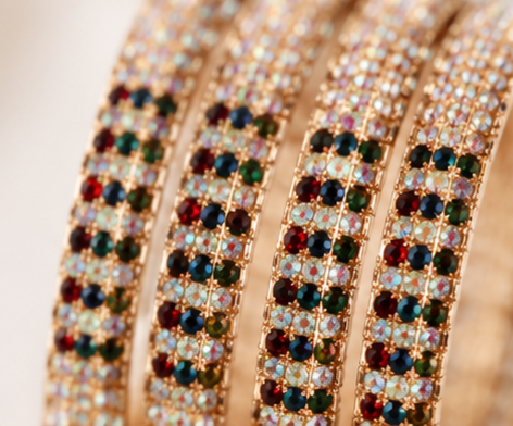 Premium Rose Gold Plated Multicolor Stone Studded Bridal Bangles Set for Women & Girls | Traditional Party Wear Kada Chudi Set - Alternate View